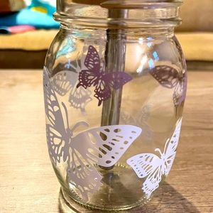 Custom made 16oz butterfly glass mason jar.